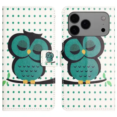 iPhone 17 Pro Max Konstläder Plånboksfodral Pattern Print - Prickar Uggla