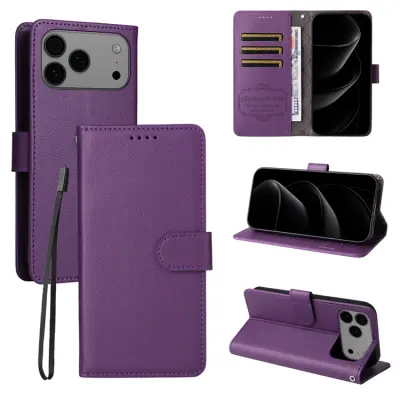iPhone 17 Pro Max Plånboksfodral RFID Blocking med Handledsrem