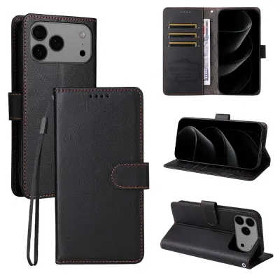 iPhone 17 Pro Max Plånboksfodral RFID Blocking med Handledsrem