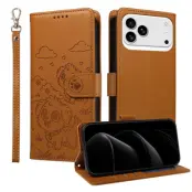 iPhone 17 Pro Max Plånboksfodral RFID med handledsrem - Brun