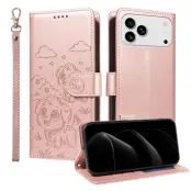 iPhone 17 Pro Max Plånboksfodral RFID med handledsrem - Rosa