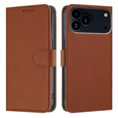 iPhone 17 Pro Max Plånboksfodral Solid Color - Kaffe