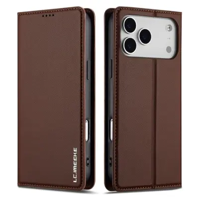 LC.IMEEKE L1 Series iPhone 17 Pro Max Plånboksfodral Konstläder - Brun