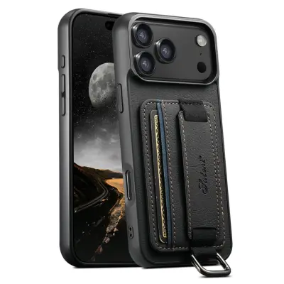 SUTENI iPhone 17 Pro Max Mobilskal Korthållare Litchi Läder