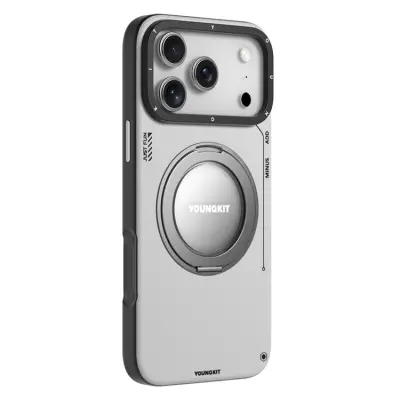 YOUNGKIT iPhone 17 Pro Max Mobilskal Rotating Kickstand - Grå