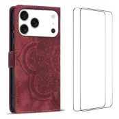 [2Pcs] WANLONFENG iPhone 17 Pro Plånboksfodral MTL Series