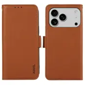 ABEEL iPhone 17 Pro Fodral Läder med RFID Skydd - Brun