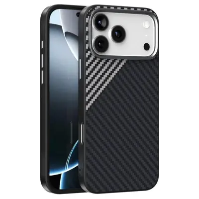 ABEEL iPhone 17 Pro Mobilskal MagSafe Carbon Fiber - Svart / Silver