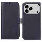 ABEEL iPhone 17 Pro Skal Läderfodral med RFID Skydd - Blå