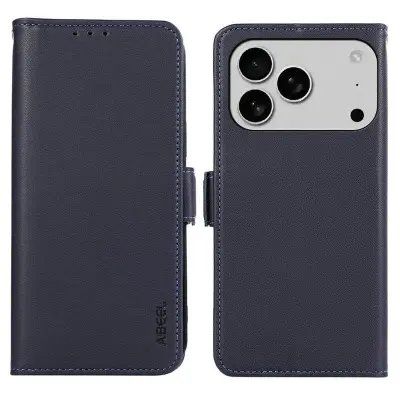 ABEEL iPhone 17 Pro Skal Läderfodral med RFID Skydd - Blå