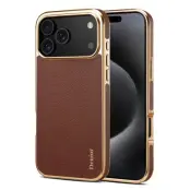 DENIOR iPhone 17 Pro Fodral Äkta Läder Belagt PC + TPU - Brun