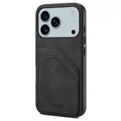 DENIOR iPhone 17 Pro Fodral PU-läder + TPU + PC - Svart