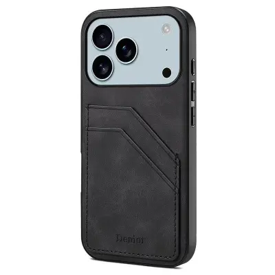 DENIOR iPhone 17 Pro Fodral PU-läder + TPU + PC - Svart