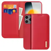 Dux Ducis iPhone 17 Pro Plånboksfodral Äkta Läder Hivo - Röd