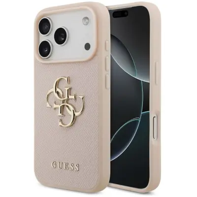 Guess Grained 4G Logo Case (iPhone 17 Pro) - Rosa