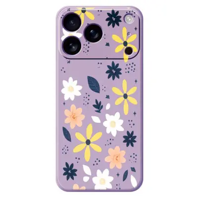 iPhone 17 Pro Mobilskal Colorful Floral Blue Leaves TPU - Lila