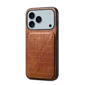 iPhone 17 Pro Mobilskal Korthållare Crocodile Textured - Brun