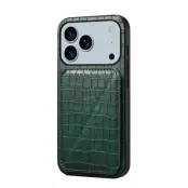 iPhone 17 Pro Mobilskal Korthållare Crocodile Textured - Grön