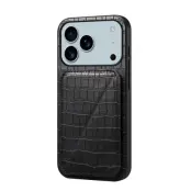 iPhone 17 Pro Mobilskal Korthållare Crocodile Textured - Svart