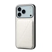 iPhone 17 Pro Mobilskal Korthållare Crocodile Textured - Vit