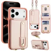 iPhone 17 Pro Mobilskal korthållare Med Axelrem - Roséguld
