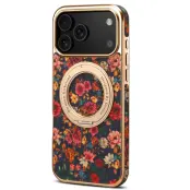 iPhone 17 Pro Mobilskal MagSafe Electroplated Floral A22 - Lila