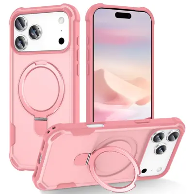 iPhone 17 Pro Mobilskal MagSafe Kickstand Shockproof - Rosa