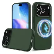 iPhone 17 Pro Mobilskal MagSafe Silikon Anti-Drop - Mörkgrön