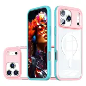 iPhone 17 Pro Mobilskal MagSafe TPU + PC Clear - Rosa/Cyan