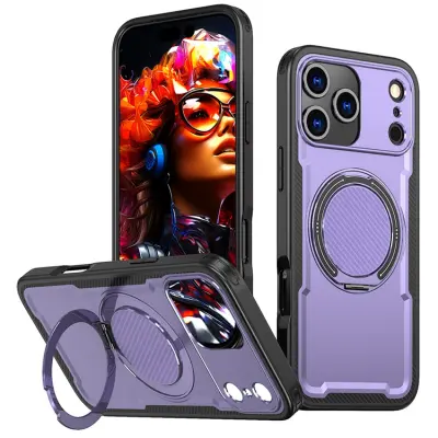 iPhone 17 Pro Mobilskal MagSafe TPU+PC Kickstand - Lila