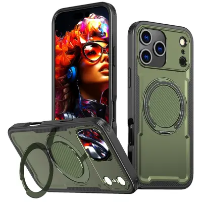 iPhone 17 Pro Mobilskal MagSafe TPU+PC Kickstand - Olivgrön