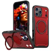 iPhone 17 Pro Mobilskal MagSafe TPU+PC Kickstand - Röd