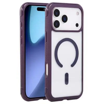 iPhone 17 Pro Mobilskal MagSafe TPU+PC Transparent - Mörklila