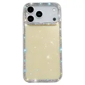 iPhone 17 Pro Mobilskal Rhinestone Edge - Glitter Gul
