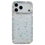 iPhone 17 Pro Mobilskal Rhinestone Edge -Starry Transparent