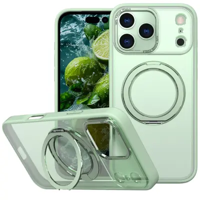 Mobilskal till iPhone 17 Pro Ring Kickstand TPU PC - Grön