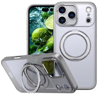 Mobilskal till iPhone 17 Pro Ring Kickstand TPU PC - Titangrå