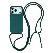 iPhone 17 Pro Mobilskal TPU Shockproof med Lanyard - Mörkgrön