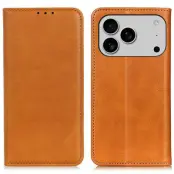 iPhone 17 Pro Plånboksfodral Äkta läder - Brun