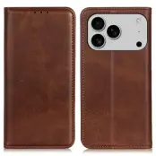 iPhone 17 Pro Plånboksfodral Äkta läder - Coffee