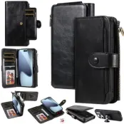 iPhone 17 Pro Plånboksfodral Detachable Zipper - Svart