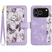 iPhone 17 Pro Plånboksfodral Floral Konstläder - Lila