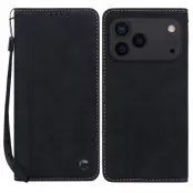 iPhone 17 Pro Plånboksfodral med Rem Lines Pattern - Svart