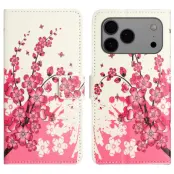 iPhone 17 Pro Plånboksfodral Pattern Print Konstläder - Plum Blossom