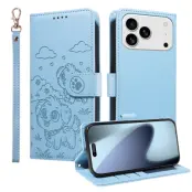 iPhone 17 Pro Plånboksfodral RFID med handledsrem - Blå