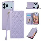 iPhone 17 Pro Plånboksfodral RFID Rhombus Läder - Lila