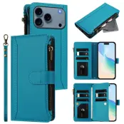 iPhone 17 Pro Plånboksfodral Zipper Med Rem - Blå