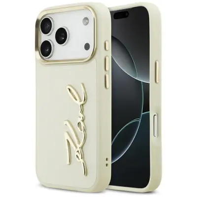 Karl Lagerfeld Mobilskal till iPhone 17 Pro Karl Script Logo - Beige