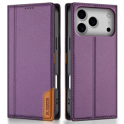 N.BEKUS iPhone 17 Pro Konstläder Plånboksfodral RFID-Skydd P3 - Lila