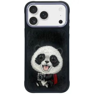 Nimmy Mobilskal till iPhone 17 Pro Big Eyed Pet 2.0 Panda - Svart